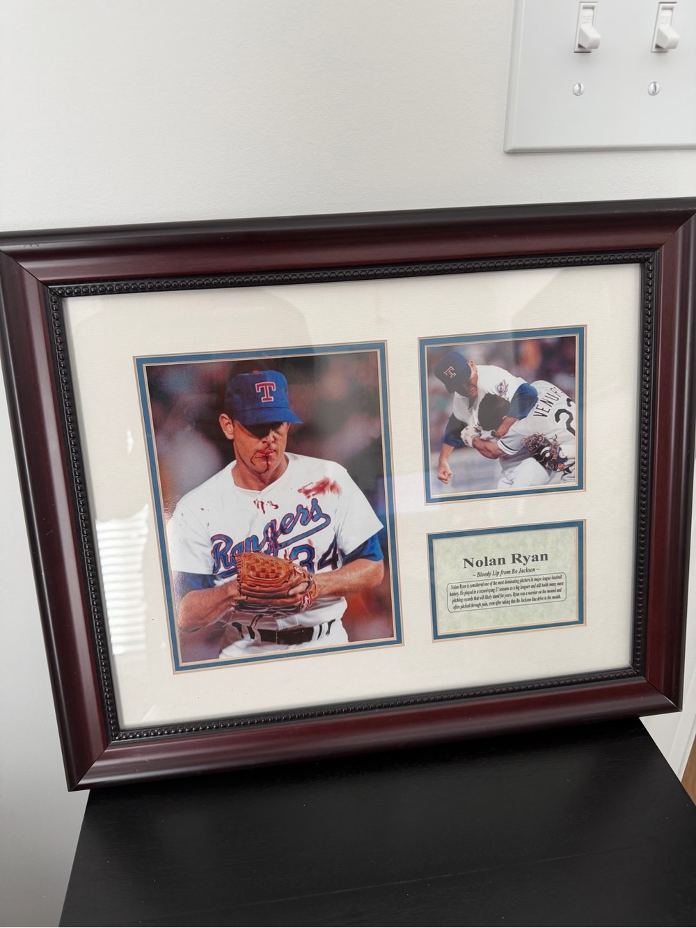 Nolan Ryan Rangers Framed infamous Bloody Lip